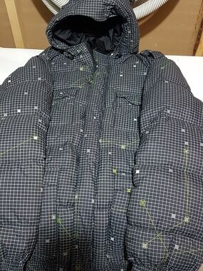 DC Black Grid Puffer Jacket with Lime Accents